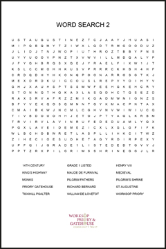 Worksop Priory word search 1 (easier)